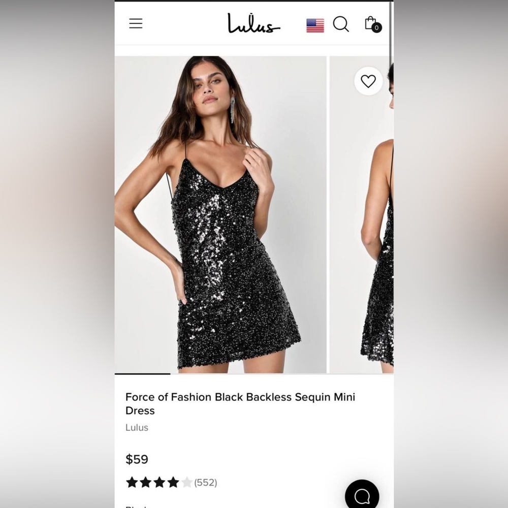 Lulus force of fashion black sequin mini dress with low, strappy back